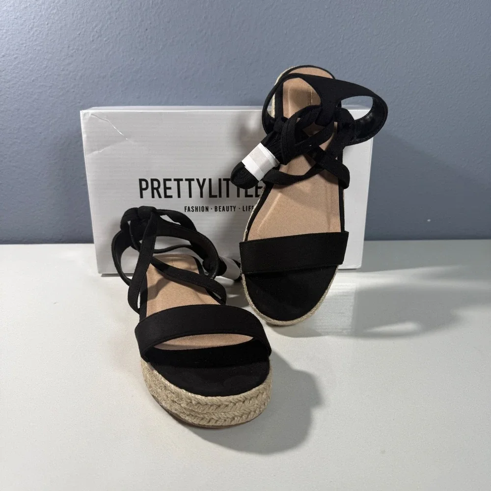 PrettyLittleThing Espadrille Sandals Womens‎  Lace Up Platform. Eu size 37